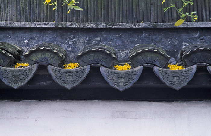 中式庭院粉墙黛瓦，曲径通幽