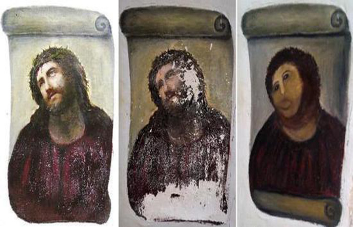 西班牙文物修复失败:耶稣成猴
