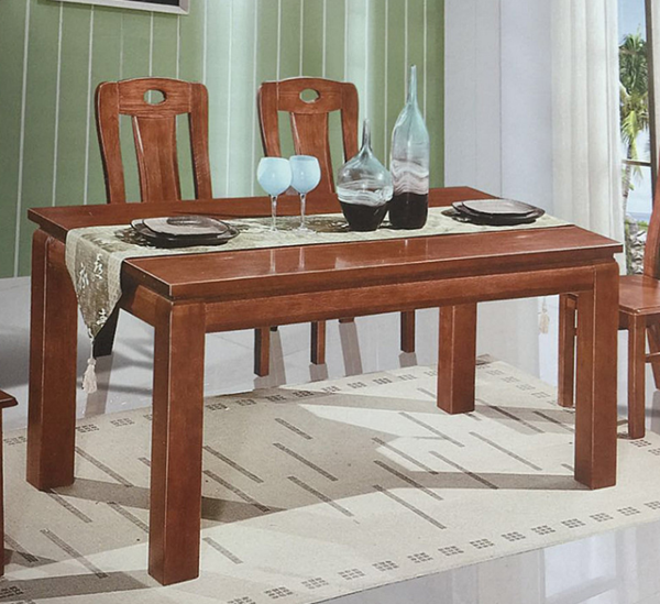 全实木橡木胡桃色原木色长方形饭餐桌台子图3
