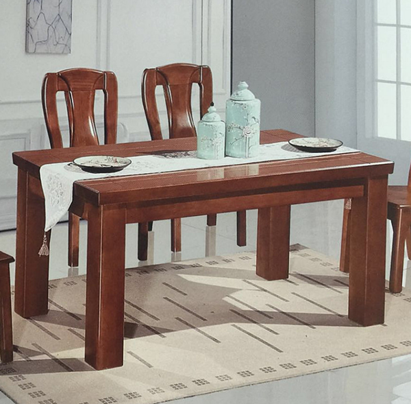 全实木橡木胡桃色原木色长方形饭餐桌台子图2