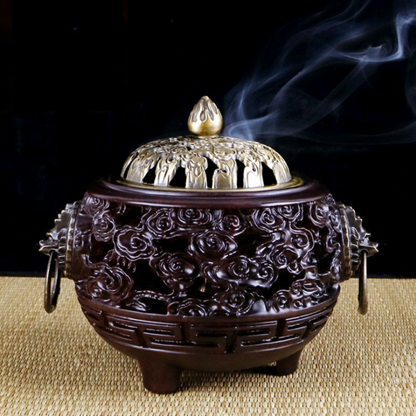 实木香炉中式创意镂空檀香炉仿古室内熏香摆件沉香香薰炉--上海铁圈工艺礼品有限公司