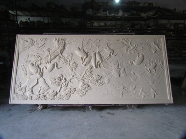 人造砂岩浮雕壁挂 装饰文化石壁挂 立体定制沙岩背景墙仙鹤图图2