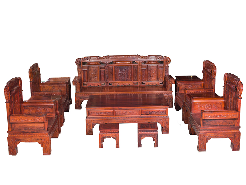 缅甸酸枝和谐之春沙发十二件套--瑞丽市万宝红红木家具有限公司