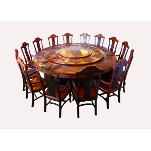 红木古典家具3米如意圆台餐厅套装系列