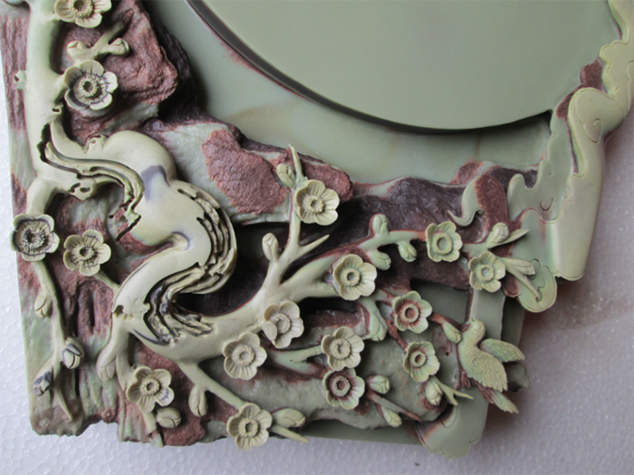 贵州梵净山纯天然原石雕刻紫袍玉带茶盘图2
