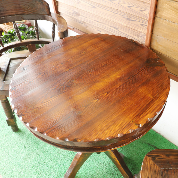 防腐樟子松木咖啡桌椅 优质实木餐桌椅组合 厂家直销批发咖啡桌椅图3