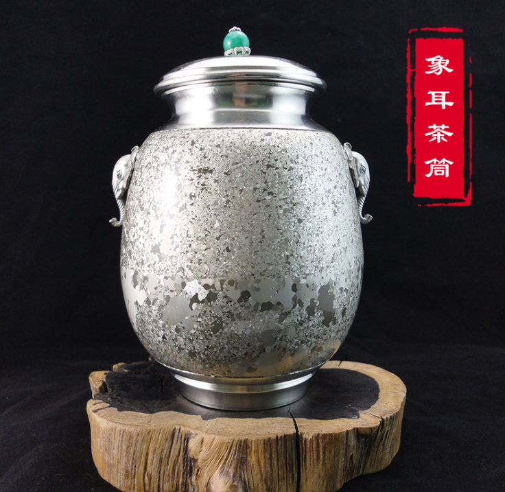 象耳茶筒 中国斑锡节日礼品实用工艺品高纯度锡罐厂家直销可定制--个旧市斑锡工艺美术有限公司