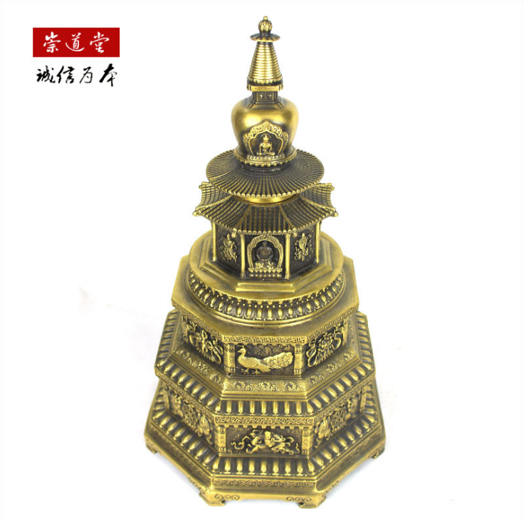 纯铜祈福塔 铜藏佛塔 纯铜精工藏塔 贡品风水专用工艺品摆件图3