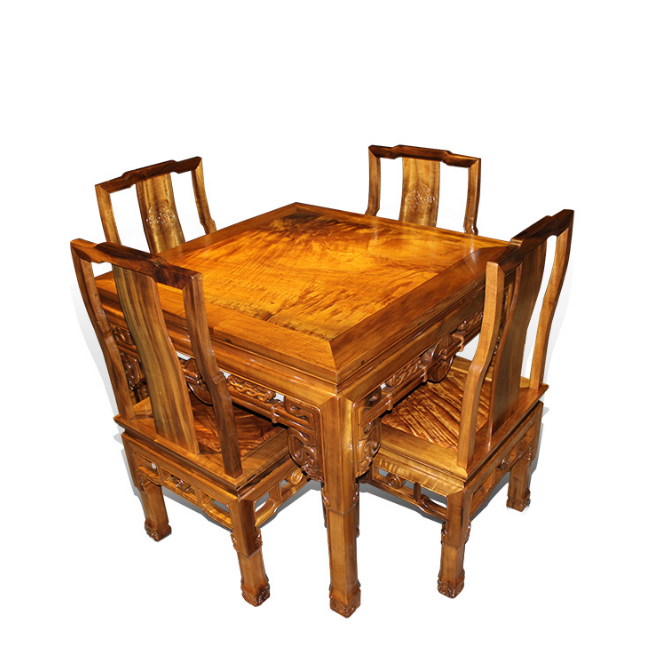 中式实木餐桌椅组合定制桌椅家具 明清家具雕刻餐桌椅--成都古蜀乌木工艺品厂