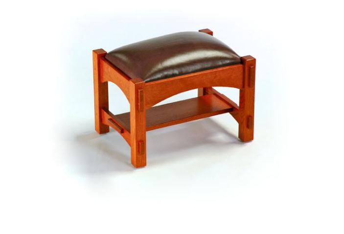 美式脚凳实木家具软凳直纹美式进口红橡木脚凳图2