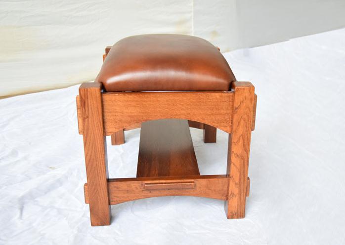 美式脚凳实木家具软凳直纹美式进口红橡木脚凳图3