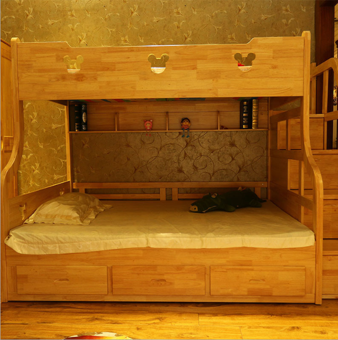 楼梯床 橡木床双层床 上下床 上下铺床双层--新都区福龙家具厂
