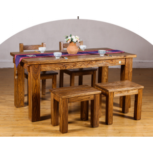 榆木一桌四椅定制餐桌中式简约餐桌