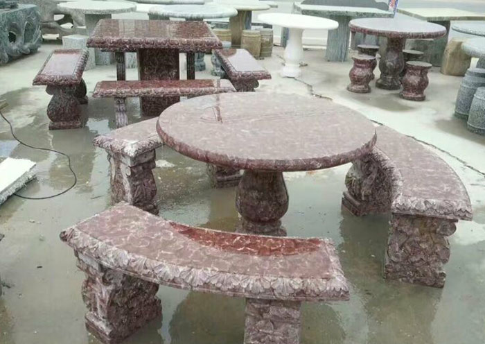 石桌石凳酒店庭院装饰石桌椅可定制--湖北正和石业有限公司