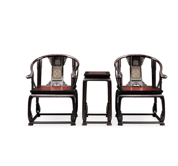 红酸枝嵌珐琅背靠皇宫椅--北京大家之家古典家具有限公司