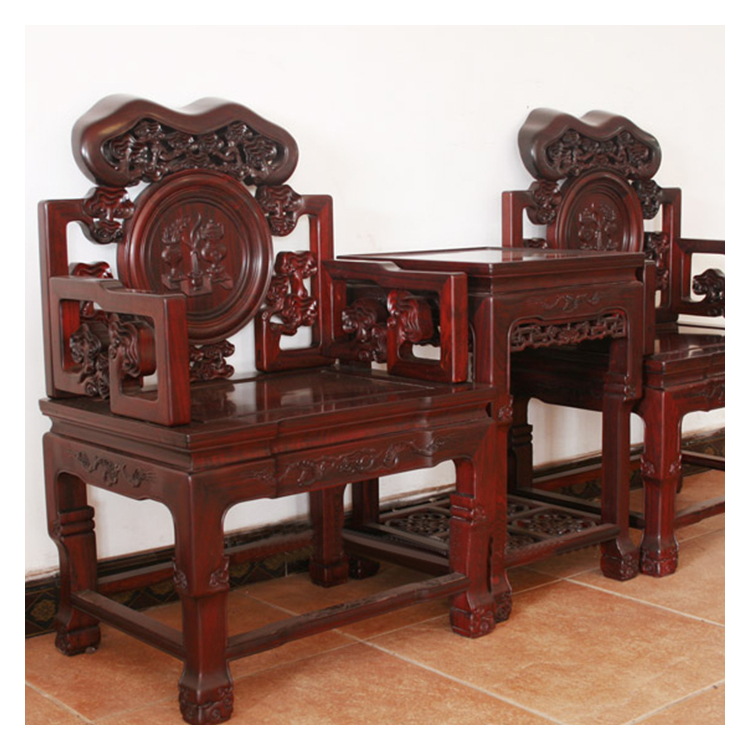 大叶紫檀珍藏 灵芝头 太师椅 三件套--北京云之图中式家具有限公司