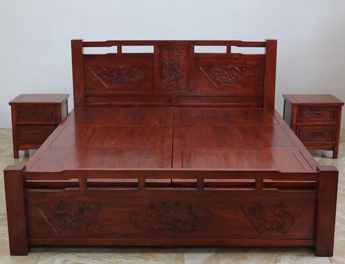 厂家直销中式全实木床双人床2米储物床榆木床1.8米卧室家具--临清市榆美人木业有限公司