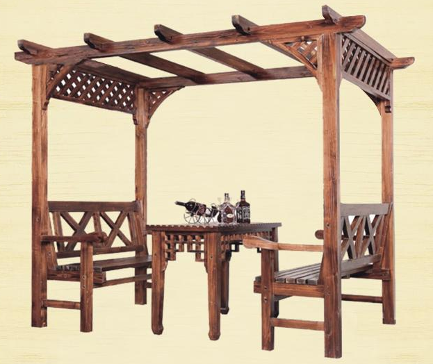 户外欧式防腐木休闲亭成套木桌椅组合凉亭图2