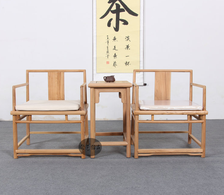老榆木管帽椅实木椅子现代中式休闲茶桌椅会茶楼米免漆家具现货--聚艺铭品家具（北京）有限公司 