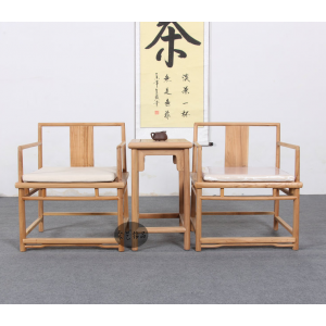 老榆木管帽椅实木椅子现代中式休闲茶桌椅会茶楼米免漆家具现货