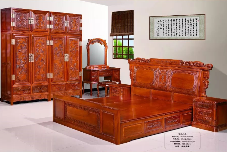新款中式仿明清古典实木床定制2.0*1.8*0.48花梨木雕花大床--天木兰家居文化（北京）有限公司