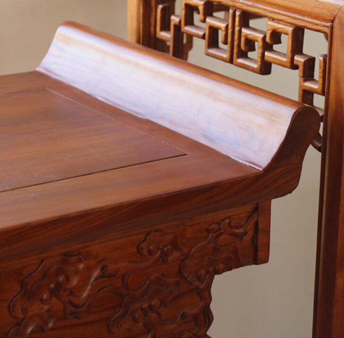 老榆木古典中堂条案供桌太师椅 中式实木雕花中堂六件套图3