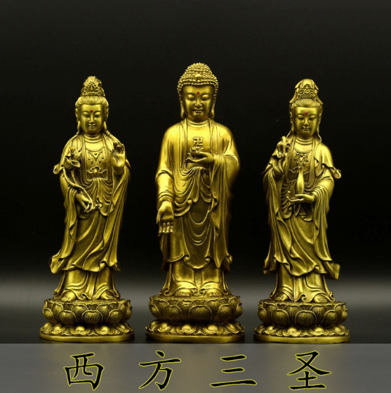 12-16寸开光西方三圣铜佛像摆件阿弥陀佛观音菩萨像大势至菩萨像图1