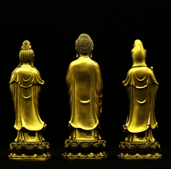 12-16寸开光西方三圣铜佛像摆件阿弥陀佛观音菩萨像大势至菩萨像图2