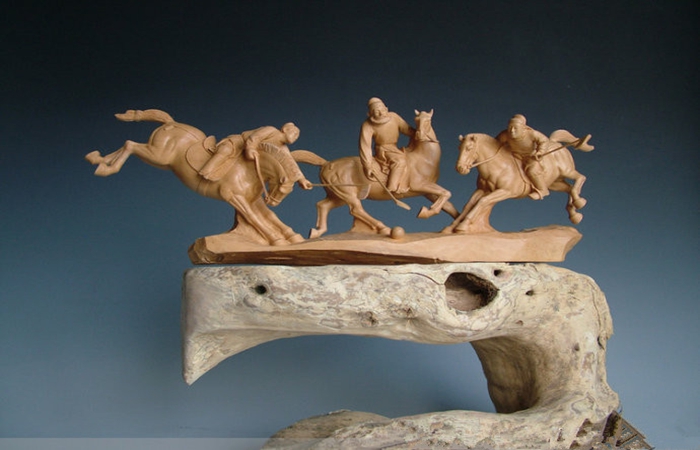 黄杨木雕大师王笃芳作品--人物和马