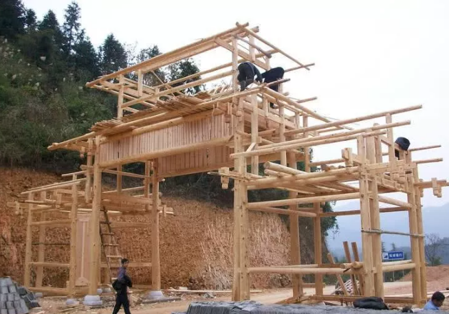 乡下建砖木结构房图图片