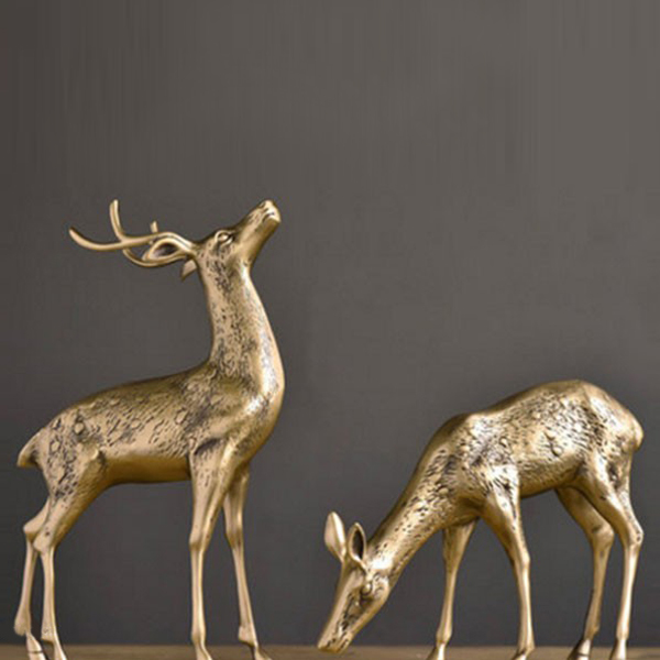纯铜麋鹿摆件家居客厅装饰品全铜对鹿工艺品图2