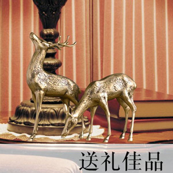 纯铜麋鹿摆件家居客厅装饰品全铜对鹿工艺品图3
