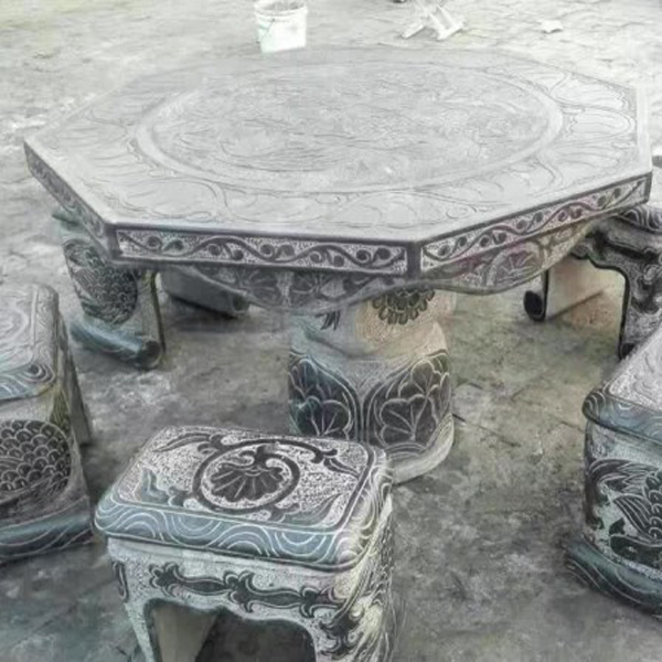 庭院石桌一套 一桌六凳图1