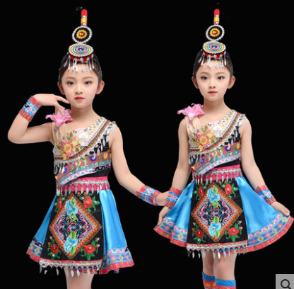 畲族少数民族服装儿童苗族演出服女童侗族衣服--网店示范-产品示范