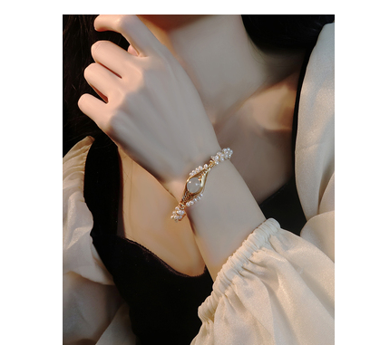 珍珠编织手镯女ins小众设计感轻奢精致复古风高级感手饰开口图3