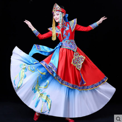 蒙古服装蒙古族演出服少数民族舞蹈服安代舞顶碗舞筷子舞服装女图3