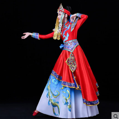 蒙古服装蒙古族演出服少数民族舞蹈服安代舞顶碗舞筷子舞服装女图4