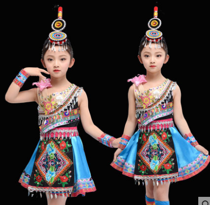 畲族少数民族服装儿童苗族演出服女童侗族衣服舞蹈苗服--网店示范-产品示范